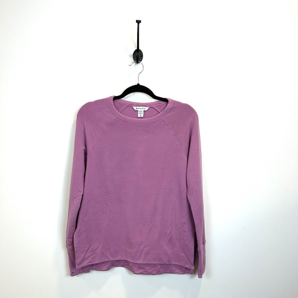 Athleta Coaster Luxe Sweatshirt XS Athleisure Crew Pullover Pink Purple 659287‎